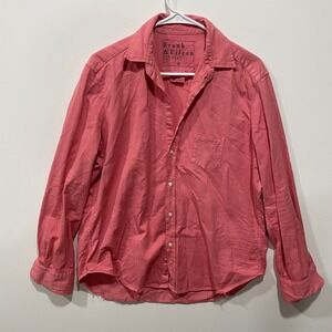Frank & Eileen Eileen Pink Cotton Button Down Shirt Women's M Woven in Italy